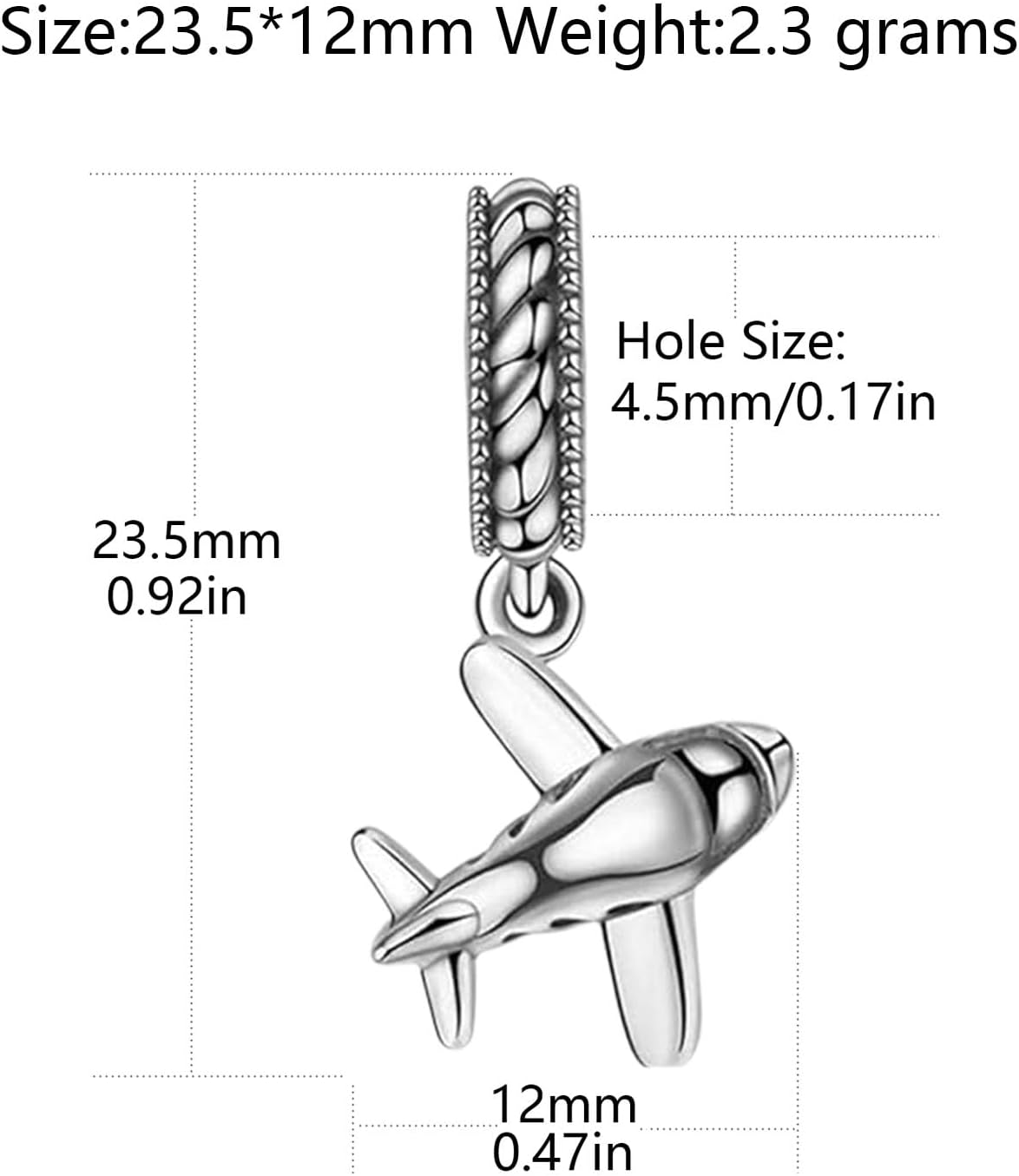 925 Sterling Silver Airplane Charm Plane Bead Travel Pendant for Pandora Charms Bracelet Gift For Anniversary Birthday Christmas Day - Image 2