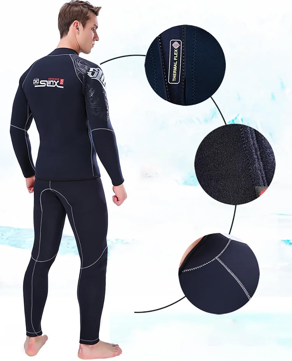 LEIDIMUS Top de Traje de Neopreno de 3/5mm para Hombres y Mujeres, Chaqueta de Traje de Neopreno con Cremallera Frontal, Mantiene El Calor para Bucear, Hacer Surf, Hacer Kayak, Nadar y Bucear