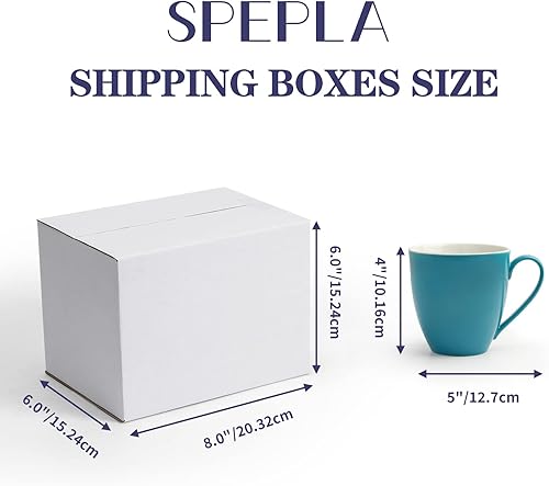 Miniatura 6 de Paquete de 40 cajas de envío pequeñas de 8 x 6 x 6 pulgadas, cajas de correo de cartón corrugado blanco para envío, embalaje de pequeñas empresas