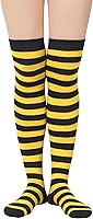 Vista 35 de Zando Paquete de 6 calcetines de algodón para mujer, por encima de la rodilla, calcetines a rayas para botas y calentadores de piernas para uso 6