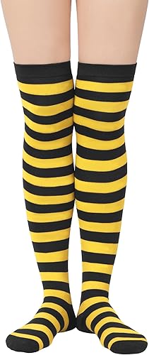 Miniatura 35 de Zando Paquete de 6 calcetines de algodón para mujer, por encima de la rodilla, calcetines a rayas para botas y calentadores de piernas para uso 6