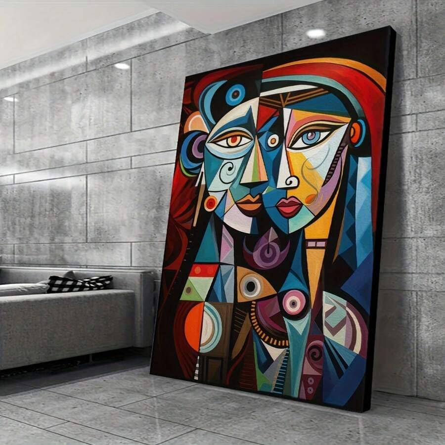 Tableau mural abstrait géométrique pour habiller un grand mur vide de salon