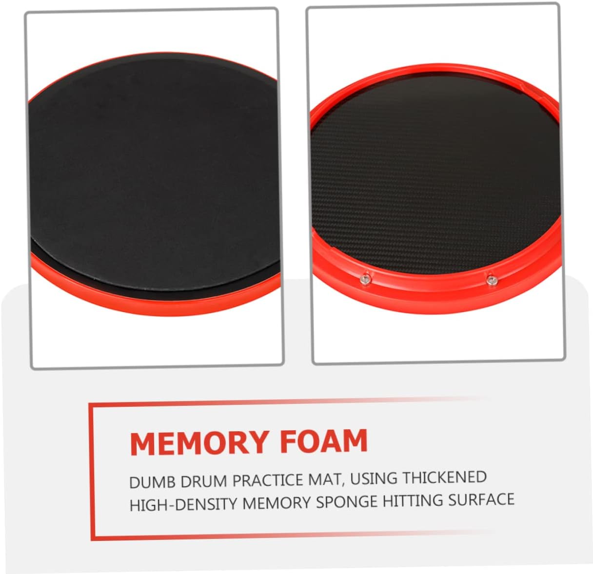 Toddmomy 10-Inch Carbon Fiber Drum Practice Pad Metronome Portable Red Drum Accessory for Beginners and Drummers for Home and Outdoor Use