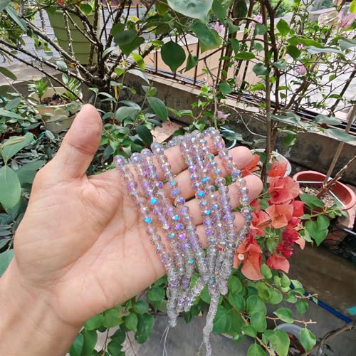 Image of 8mm Rondelle Glass Beads for Jewelry Making, Faceted Briolette Crytal Spacer Beads for Bracelet Necklace Earring, Clear Purple 300pcs
