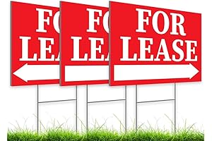 Pack of 3 Corrugated Plastic for Lease Signs 12" x 8" -...