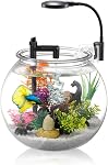 Nubios Betta Bowl Kit de démarrage avec filtre à pompe et LED Éclairage haute transparence et facile à nettoyer, également adapté aux autres petits poissons. USB Plug, Disponible en 2 Tailles, Décor NOT Inclus (1 - Oui. Gallon.