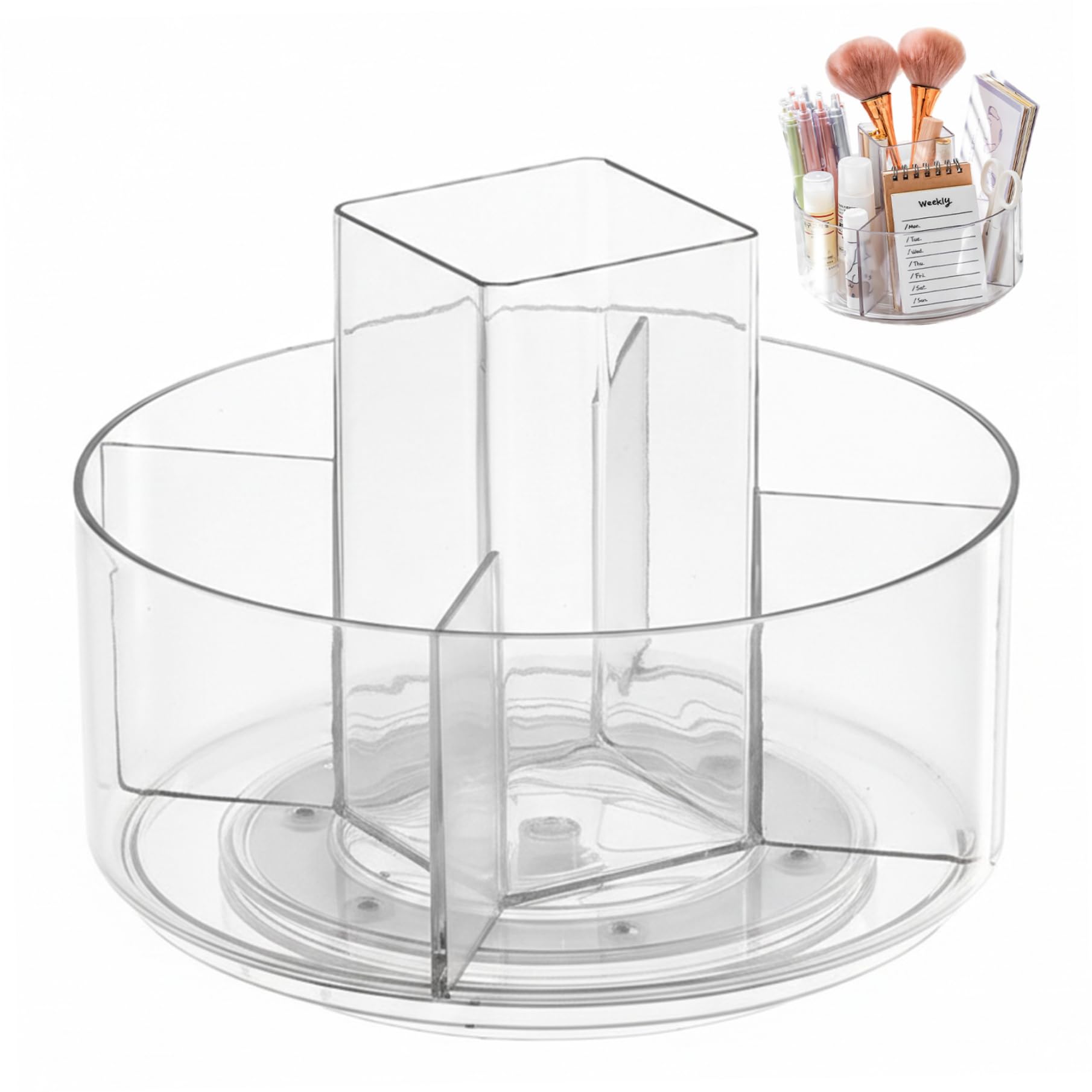 Porte-stylo transparent rotatif contre le désordre des fournitures