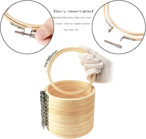 Miniatura 2 de Matchne Aro de bordado, 12 piezas de suministros de punto de cruz de 5 pulgadas y suministros de costura aflojaaprieta fácilmente los aros de madera