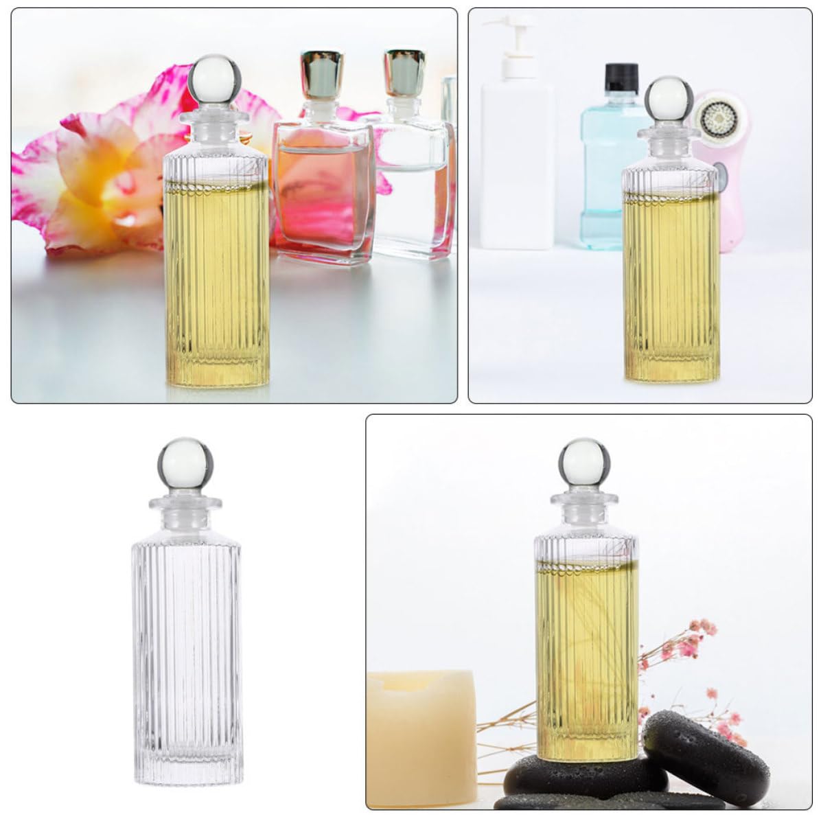 Leere Glas Diffusorflasche 150ml mit Rillen für Aromatherapie