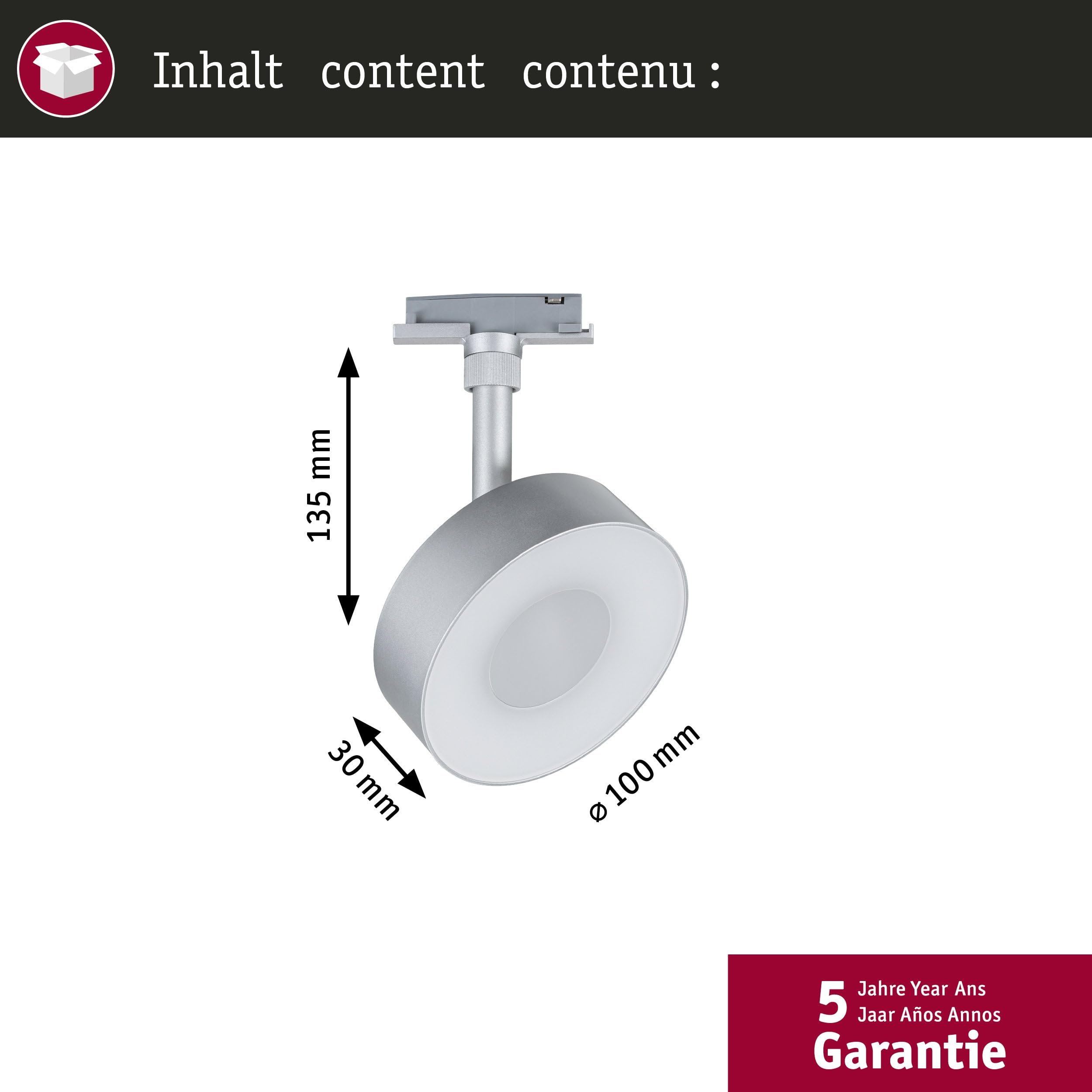 Paulmann URail Spot sur rail 3-Step-Dim Circle 250lm 5W 2700-4000K dimmable 230V chrome mat 93155