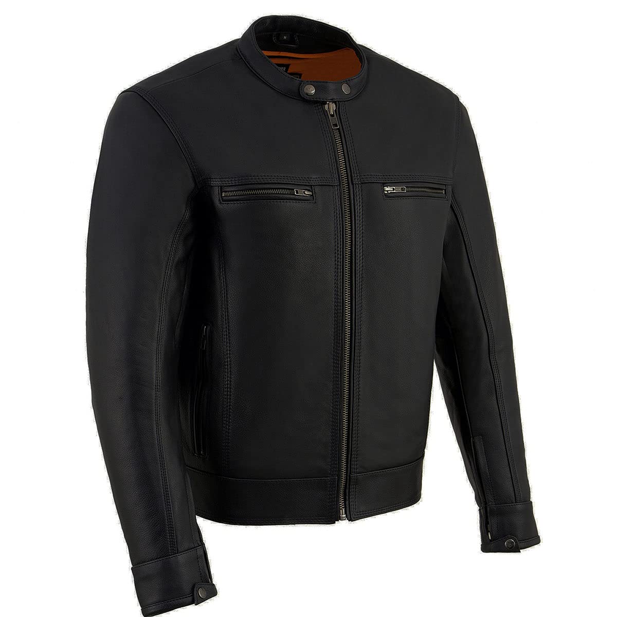 Milwaukee LeatherMLM1551 Men's Black Cool-Tec Leather Sporty Lightweight Scooter Style Motorcycle Jacket w/Liner