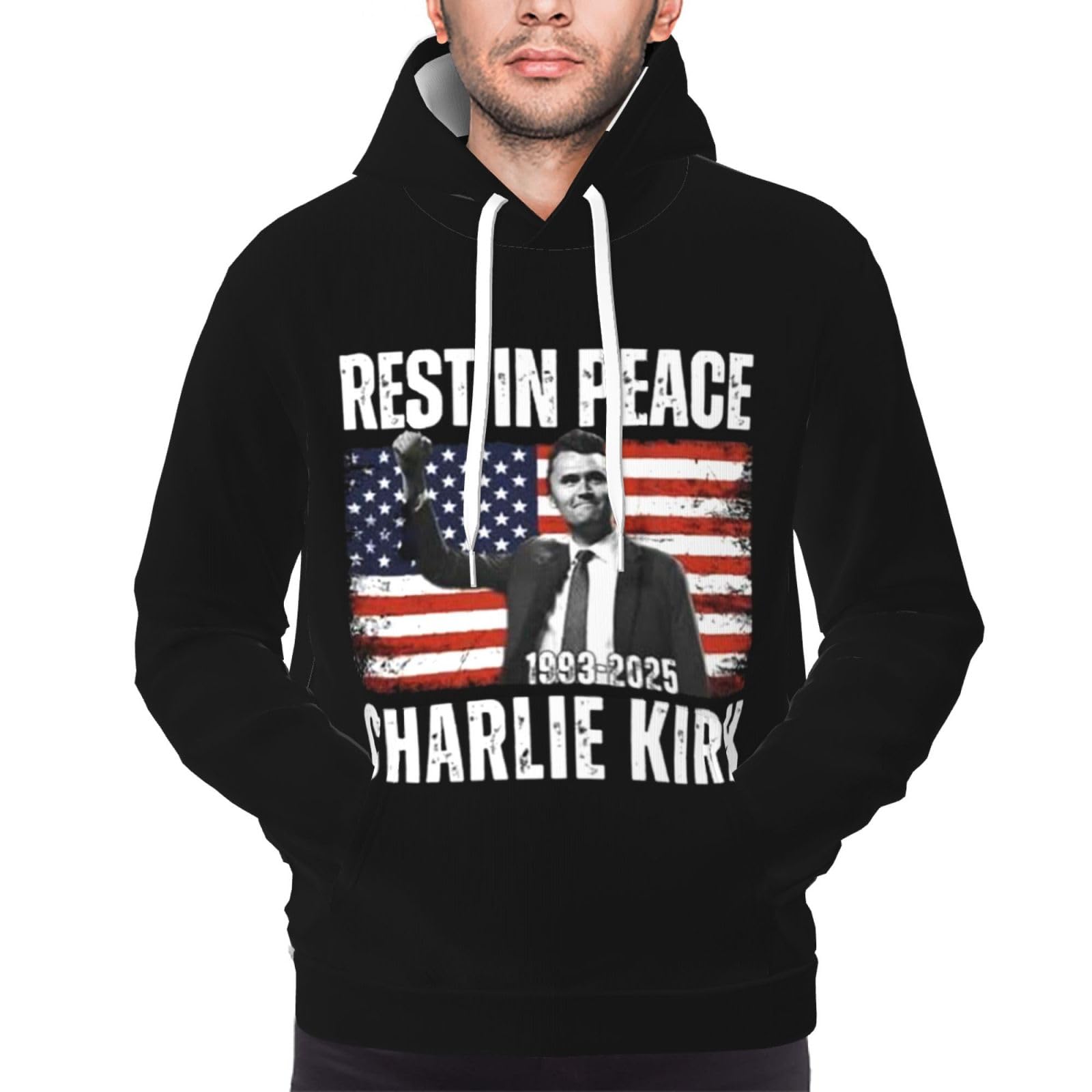peiyeety RIP Charlie Kirk Hoodie R.I.P. Charlie Kirk Men's Sweatshirt XL Black