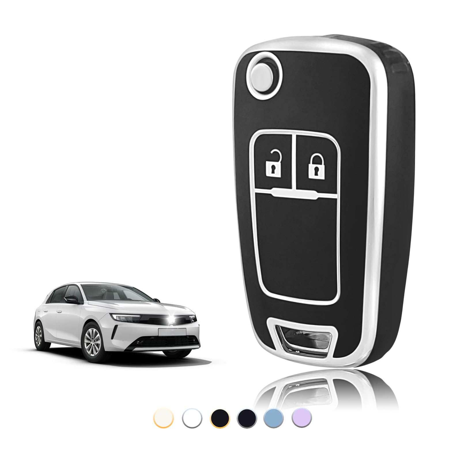 TOOMUME Schlüsselhülle TPU, Autoschlüssel Hülle Passt für Chevrolet Trax Opel Vauxhall Adam Astra Corsa Meriva Mokka Movano Zafira Tourer Buick, Schlüsselcover Schutz Schlüsselgehäuse - 2 Tasten S