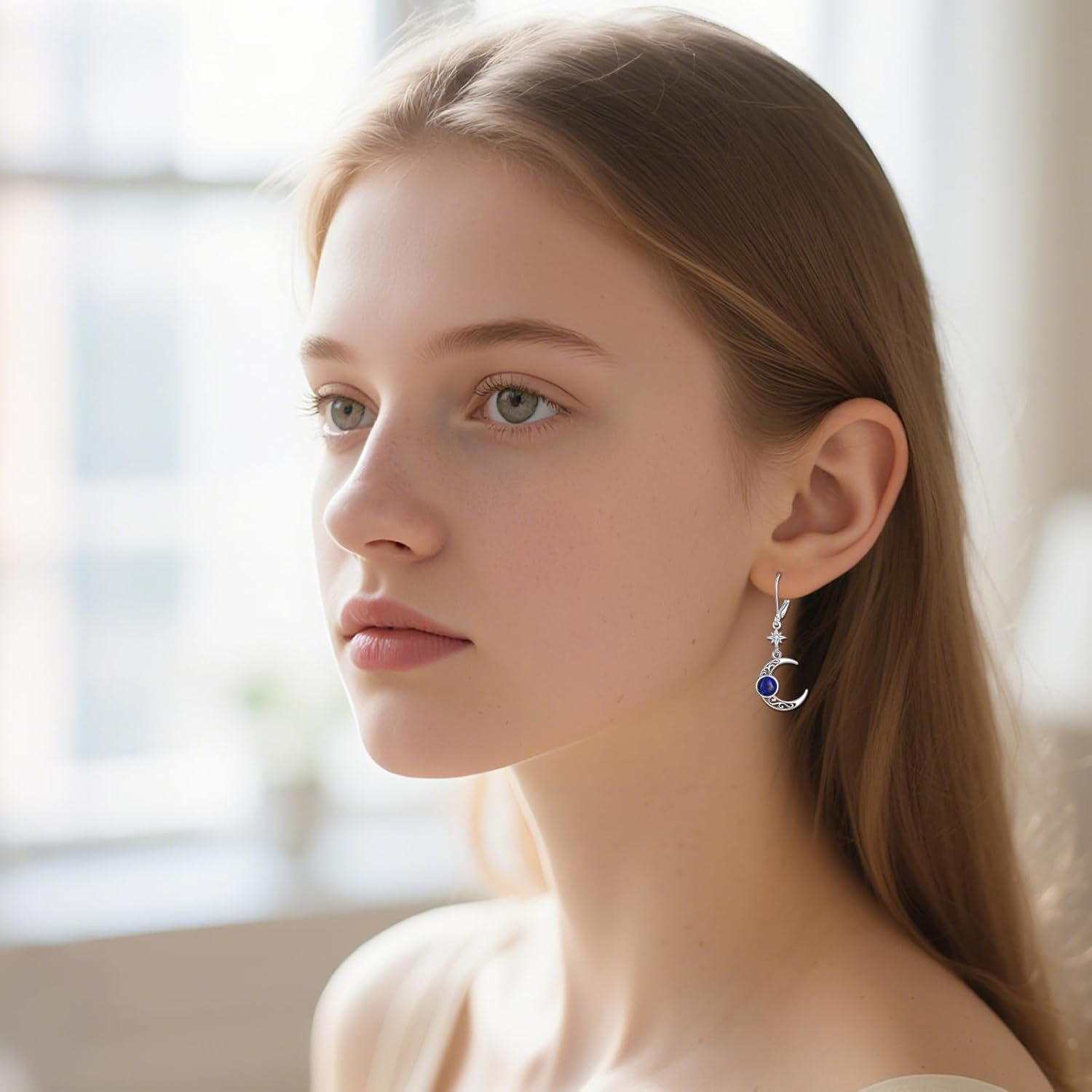 Sun And Moon Earrings 925 Sterling Silver Sun Moon Dangle Earrings Gemstone Jewelry Gifts for Women