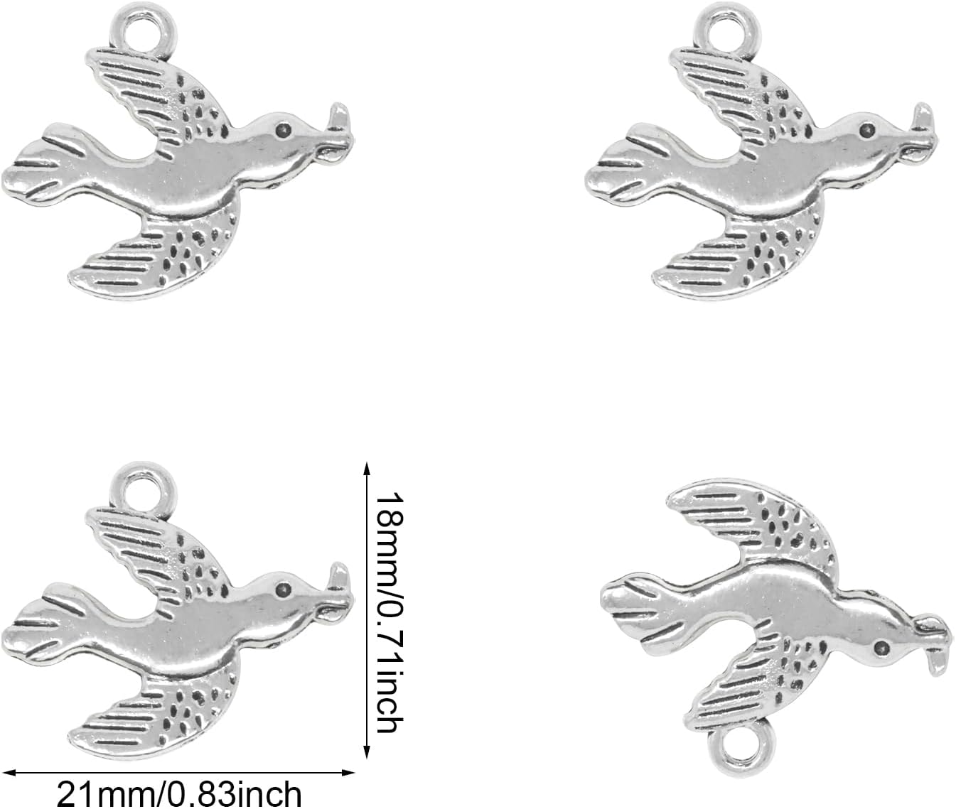 Honbay 50PCS Alloy Peace Dove Charms Pendant Tiny Bird Animal Pendants for Earring Necklace Bracelet Keychain Jewelry Craft Making - Image 2