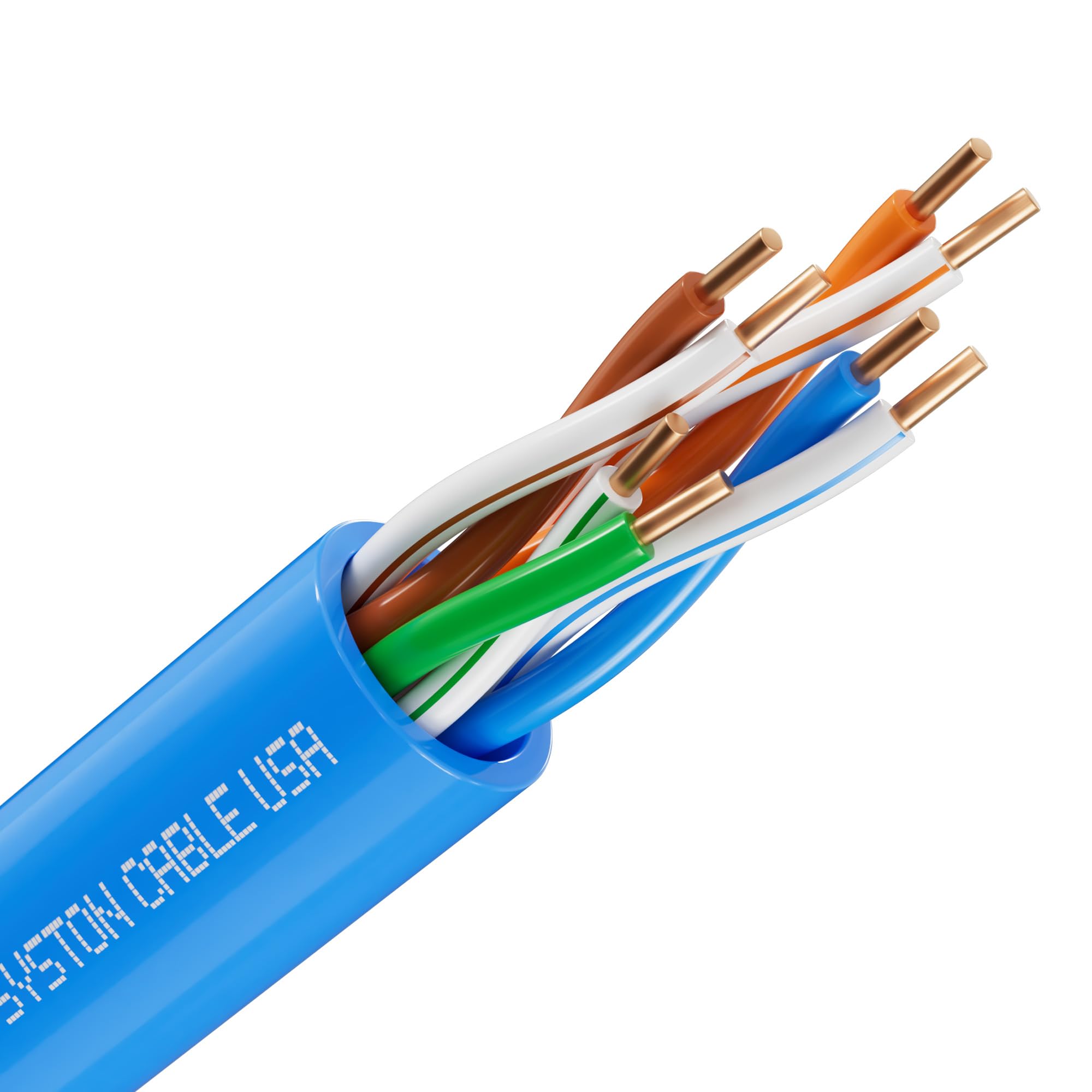 Syston Cable Technology Cat 5e Ethernet Network Cable - 20 FT，350MHz 24AWG Solid Bare Copper Wire Outdoor/Indoor, Bulk No Ends 10 Ft to 1000 Ft