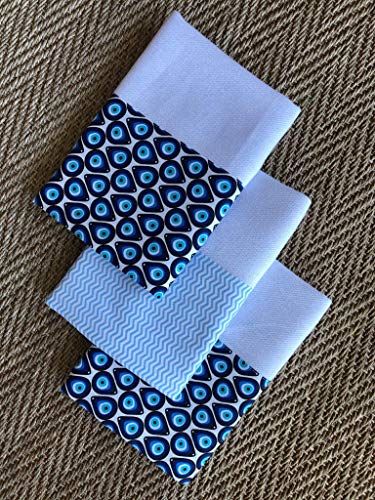 Pano de Prato Sacaria Premium Olho Grego kit c/ 3 unidades.