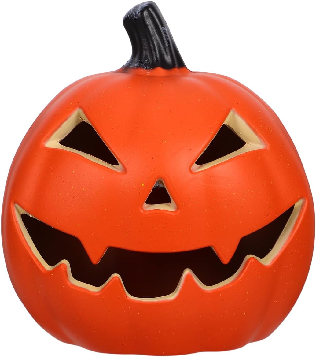 Cabilock Halloween Pumpkin Lantern Outdoor Yard Decor, Plastic Vintage Style Hollow Carved Pumpkin Light, Artistic Decorative Lamp for Seasonal Party Decoration