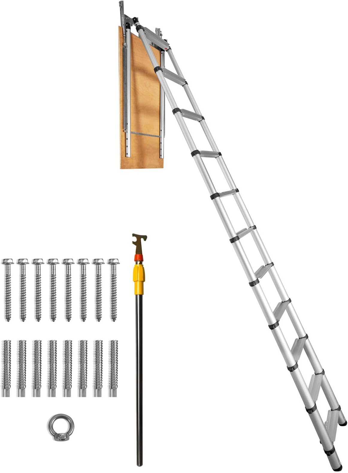 Attic Ladder Telescoping - A Versatile Solution! Boasting a 350 - Pound Capacity, Sized 39.37" x 23.6", Made of Lightweight Aluminium for Easy Portability.