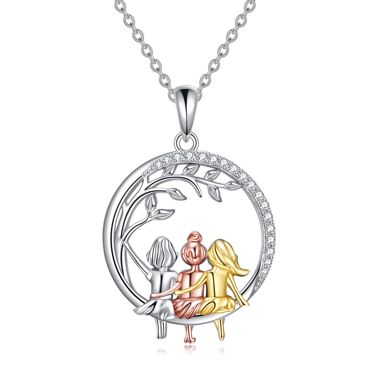VONALACollar de plata de ley 925 para 3 hermanas, joyería de la amistad, regalos de cumpleaños para mujer