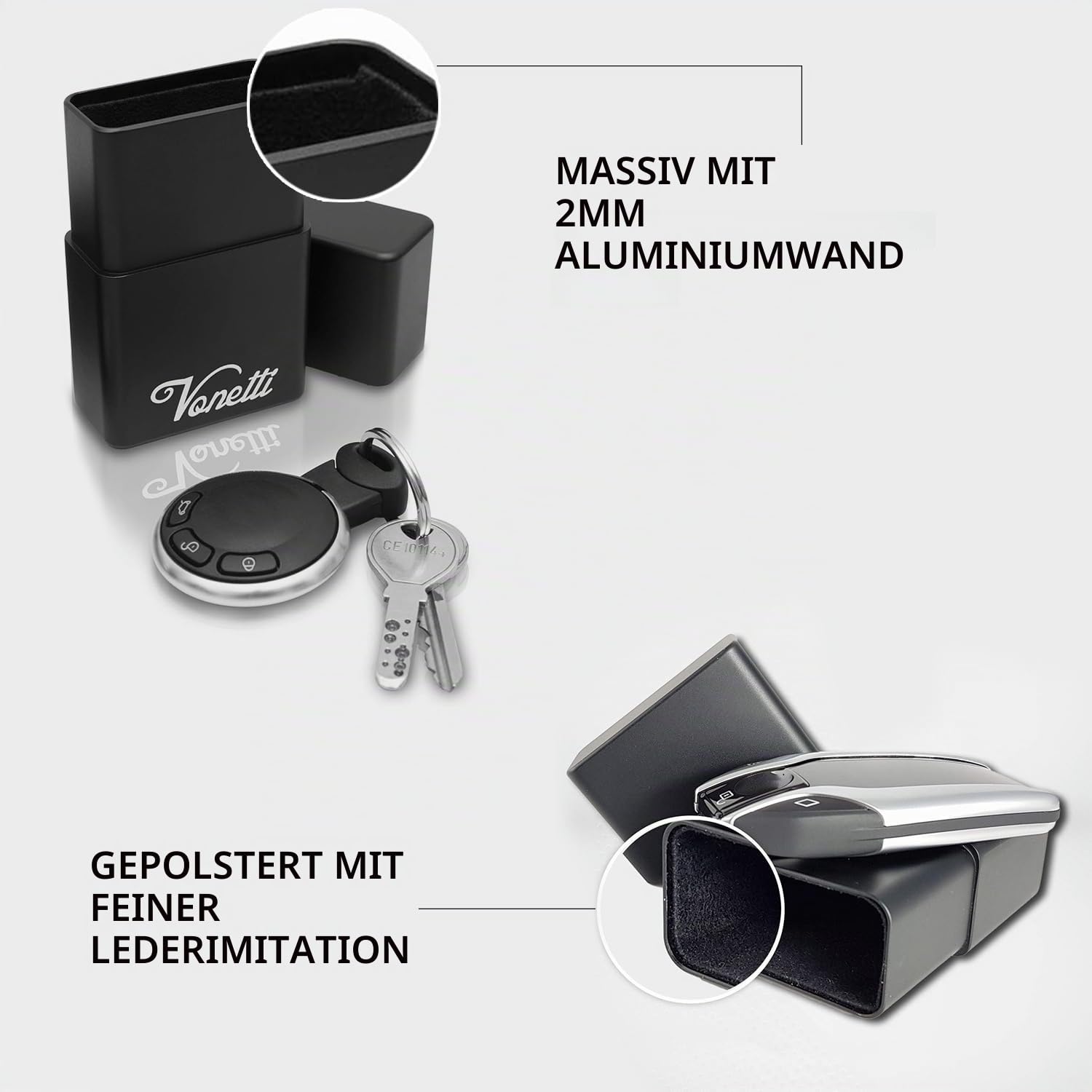 VONETTI Grande - Keyless Go Schutz, Autoschlüssel Box, RFID Blocker Autoschlüssel, Keyless Box, Keyless Go Schutz
