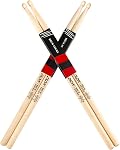 Bâtons de tambour pour tambours, Bois massif naturel & Kit de tambours Accessoires de pratique, Percussion Sticks pour débutant (2 Des paires, 5A)