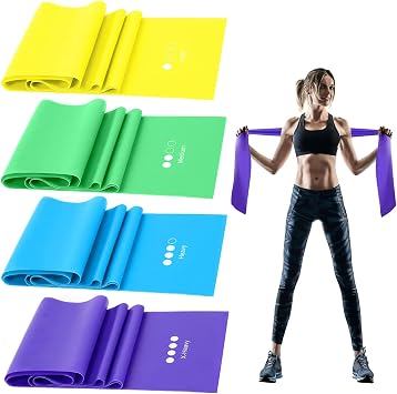 Resistance Bands Set,TPE Elastic Bands with 4 Resistance Levels Light to X-Heavy Exercise Bands for Recovery, Physical Therapy,Fitness,Yoga,Pilates,Rehab,Strength Training