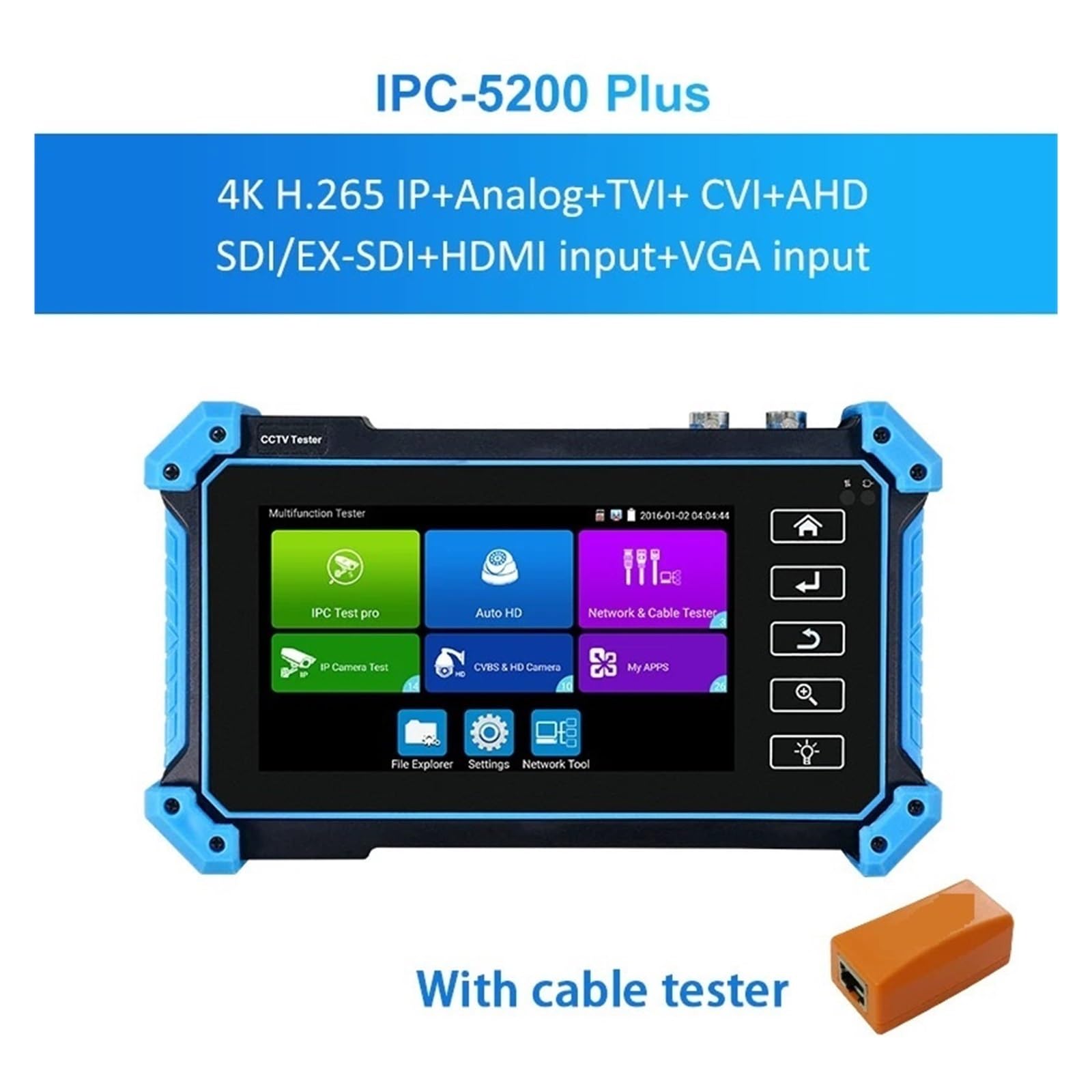 Monitor de Videovigilancia, 5,4 Pulgadas IPC-5200 Plus Full 8MP IP CVI TVI AHD SDI Analógico 6 En 1 VGA Y 4K HD Entrada Probador De Cámara IP,Pantalla del monitor CCTV(IPC-5200 Plus)