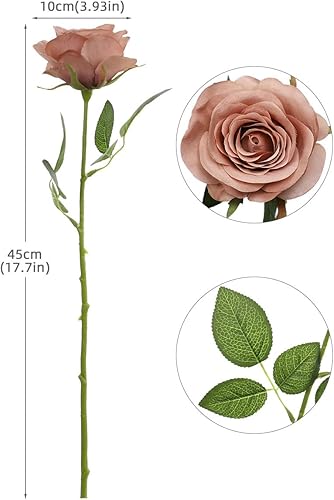 Miniatura 2 de Ramo de rosas artificiales de seda, 12 piezas con tallo largo para bodas, despedidas de soltera, fiestas, decoración del hogar