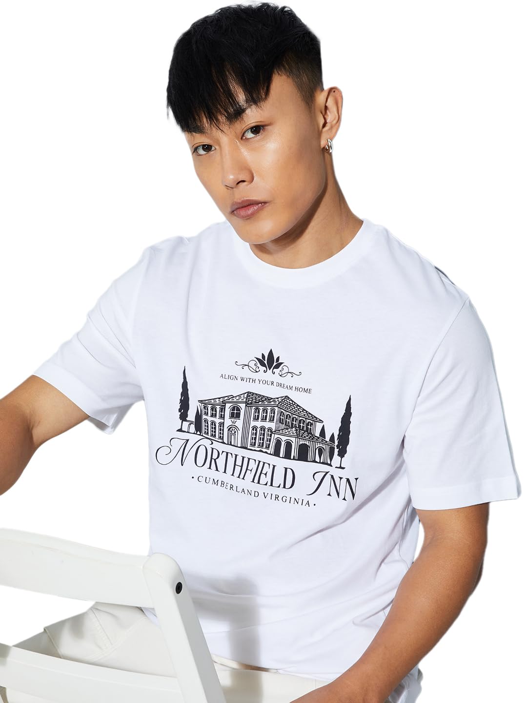 Mens Cotton Letter Print Regular Fit T-Shirt-image-23