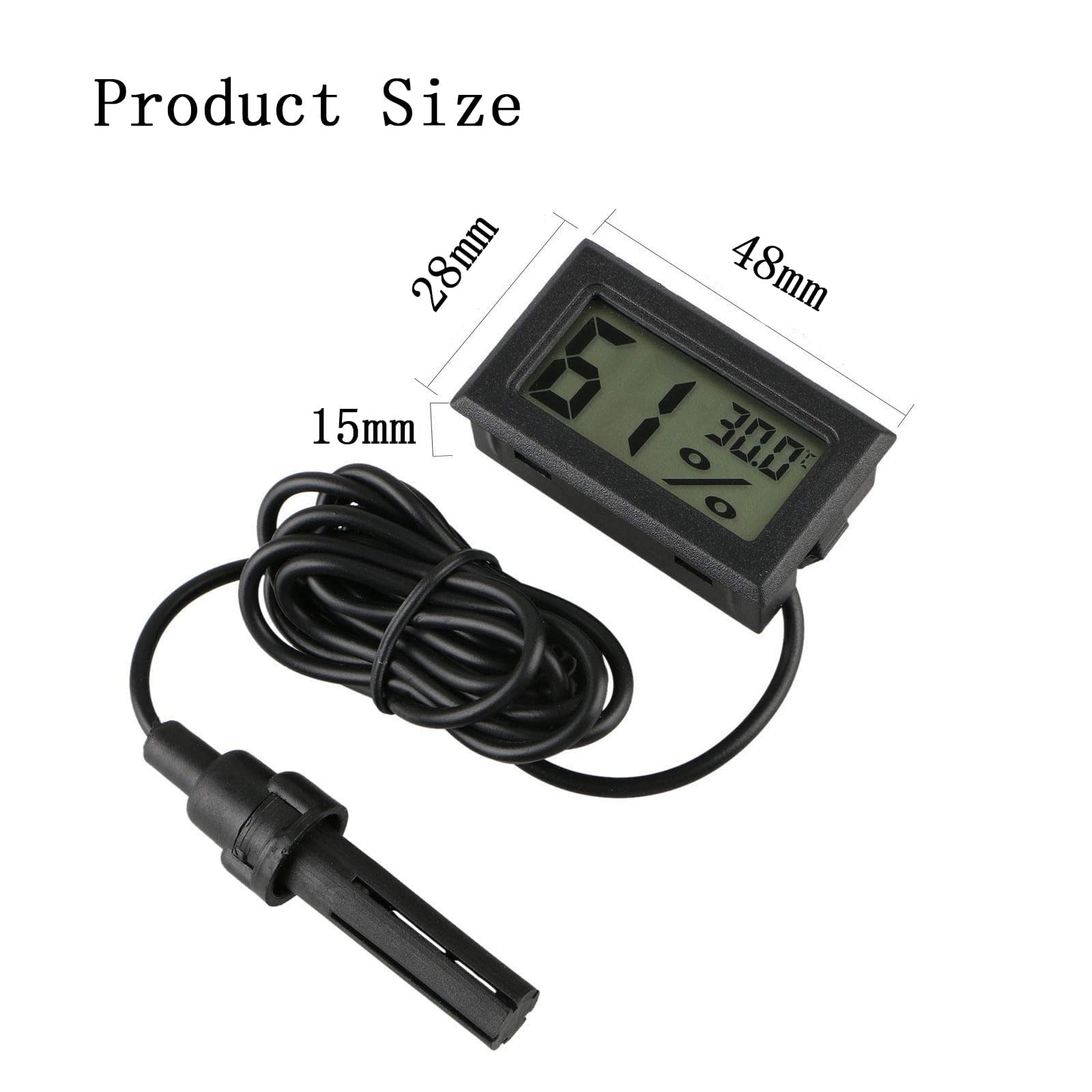 Reptile Tank Accessories, Digital Thermometer and Hygrometer, LCD Display Probe for Reptile Incubator Terrariums, Pet Tanks - Image 2
