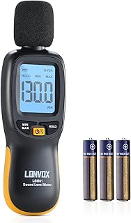 Decibel Meter, LONVOX Digital Sound Level Meter with 30 to 130 dBA Measuring Range, Backlit LCD Display, MAX/MIN Noise Measurement, Data Hold, SPL Meter for Classroom, Noisy Neighbor, Office, Factory