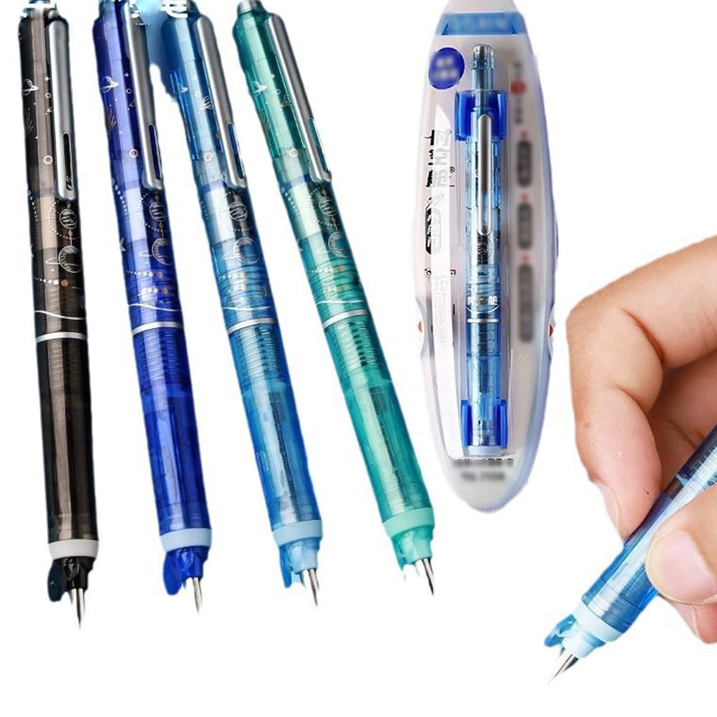 Penna stilografica retrattile Writech Clictek Include 5 cartucce di inchiostro ricaricabili Penne stilografiche retrattili per la scrittura (Blu profondo, Blu cancellabile 1+5+20)