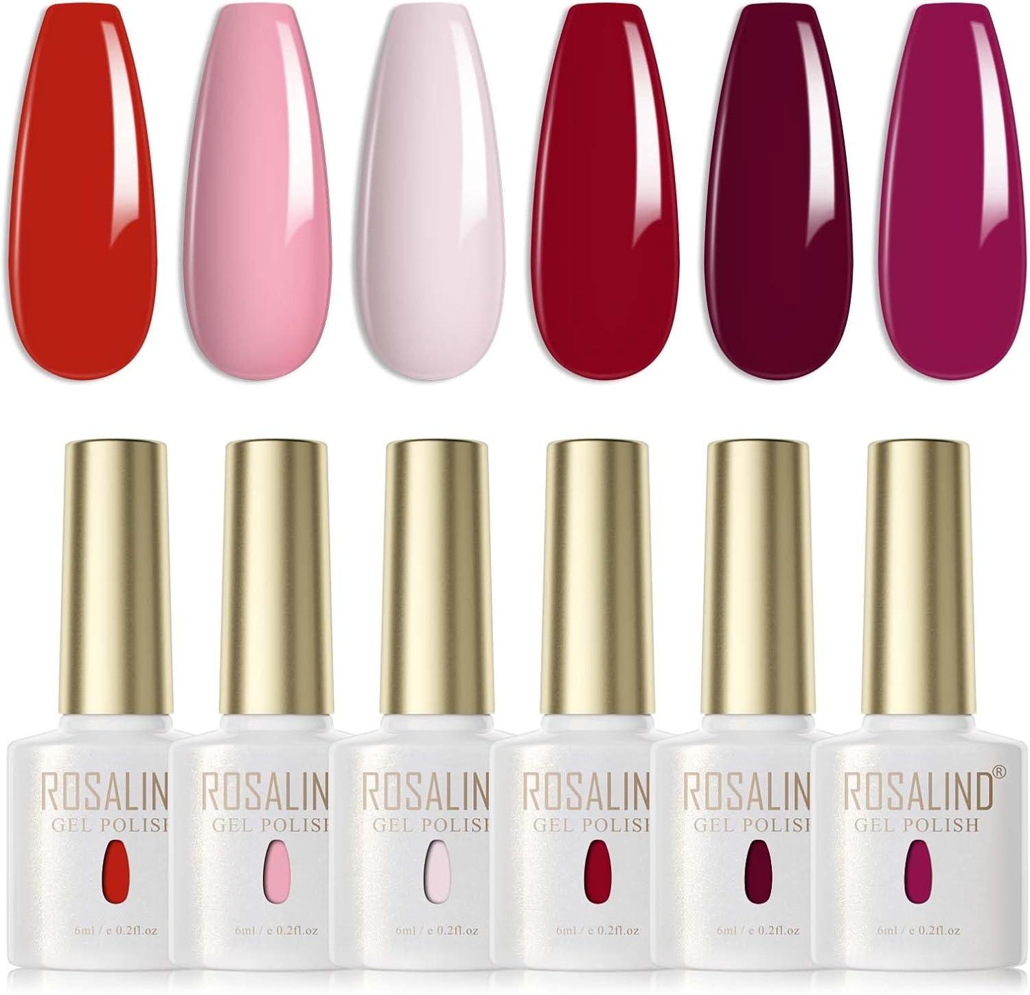 ROSALIND Vernis Semi Permanent Rose Clair Rose Rouge Vin Rouge 6 Couleurs