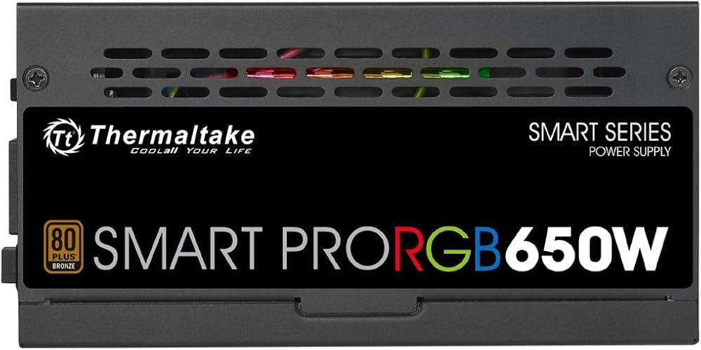 Thermaltake Smart Pro RGB, 80+ Bronze Certified 650W Fully Modular PSU with Ultra Quiet Smart Zero 256-Color RGB thumbnail 5