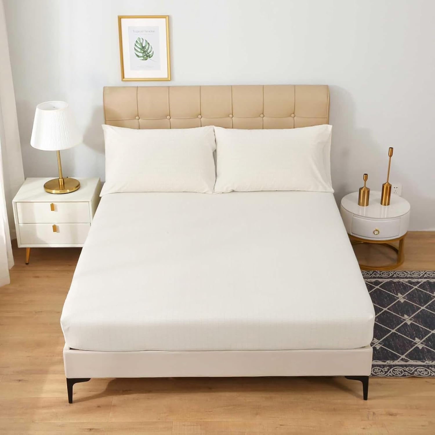 Grounding Sheets King Size,90% Organic Cotton+10% Pure Silver Fiber,Grounding Bed Sheets,Breathable and Soft Grounding Fitted Sheets(White)