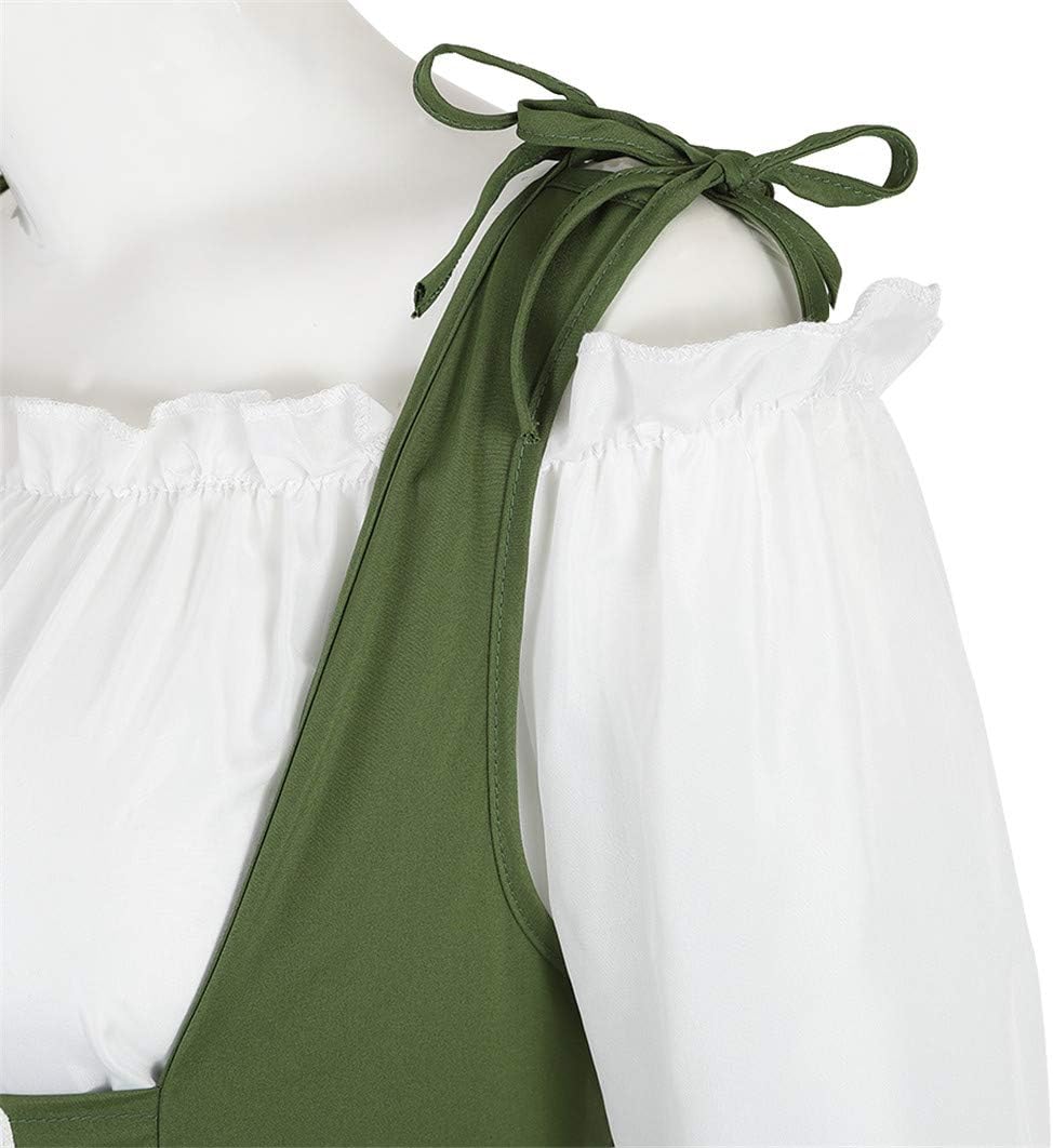 Womens Renaissance Cosplay Costume Medieval Irish Over Dress and Chemise Boho Set Gothic High Waist Gown Dress - Image 4