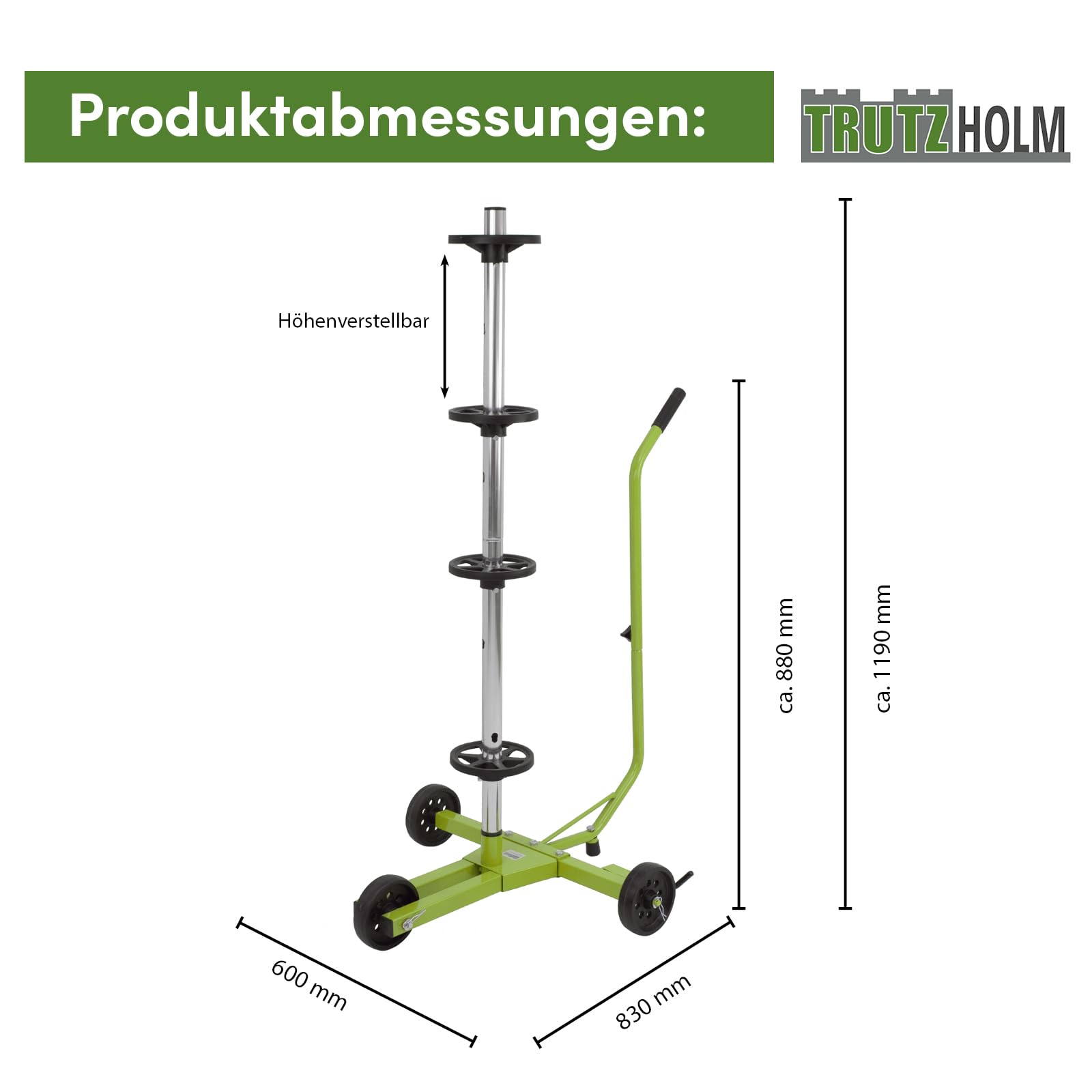TRUTZHOLM Felgenbaum Felgenbaumwagen fahrbar bis 255 mm Reifenbreite 60x83x119 cm Reifenständer Reifenwagen Felgenständer