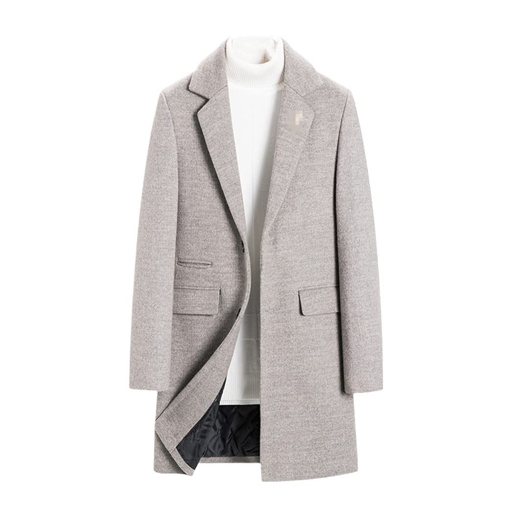 Men Woolen Coats Autumn Winter Solid Color Long Wool Jacket Luxurious Slim Fit Business Clothing