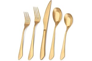 Elegant Gold Flatware Set for 8: A Gleaming Symphony of Grace and Durability
