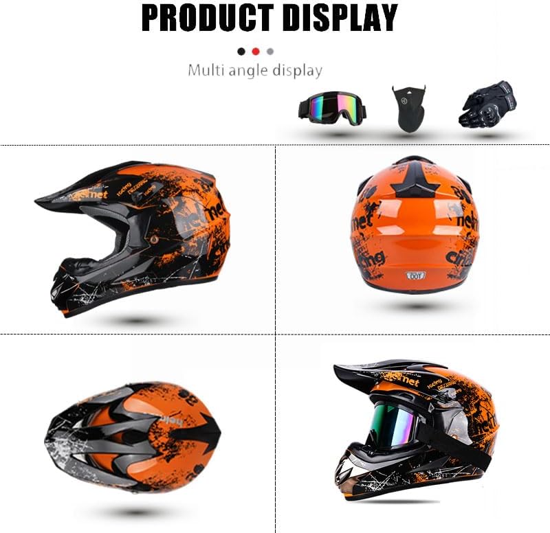 Miniatura 9 de Uchoose Youth Dirt Bike Helmet DOT Approved Dirtbike Helmets for Kids ATV Helmets with Goggles, Gloves & Mask, for Dirt Bike, ATV, BMX Off-Road
