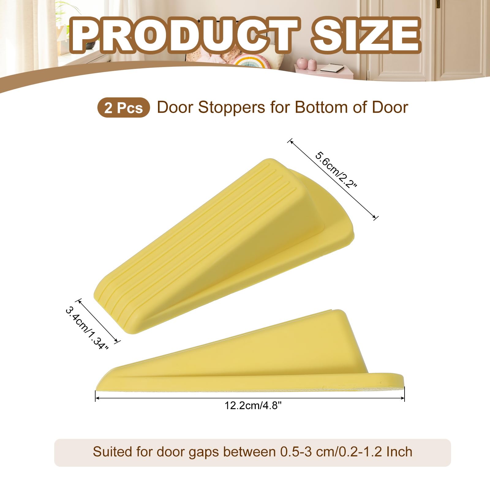 PATIKIL Door Stoppers for Bottom of Door 2 Pack Sturdy Stackable Rubber Door Stopper Wedge for Tile Concrete Carpet Wood Heavy Duty Door - Image 2