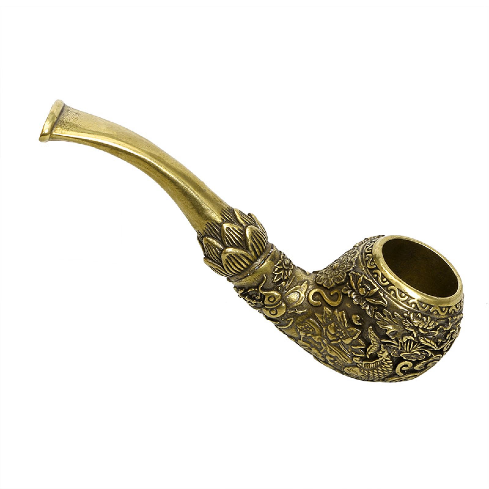 Pipe laiton sculpté avec poisson en cuivre pour collectionneur