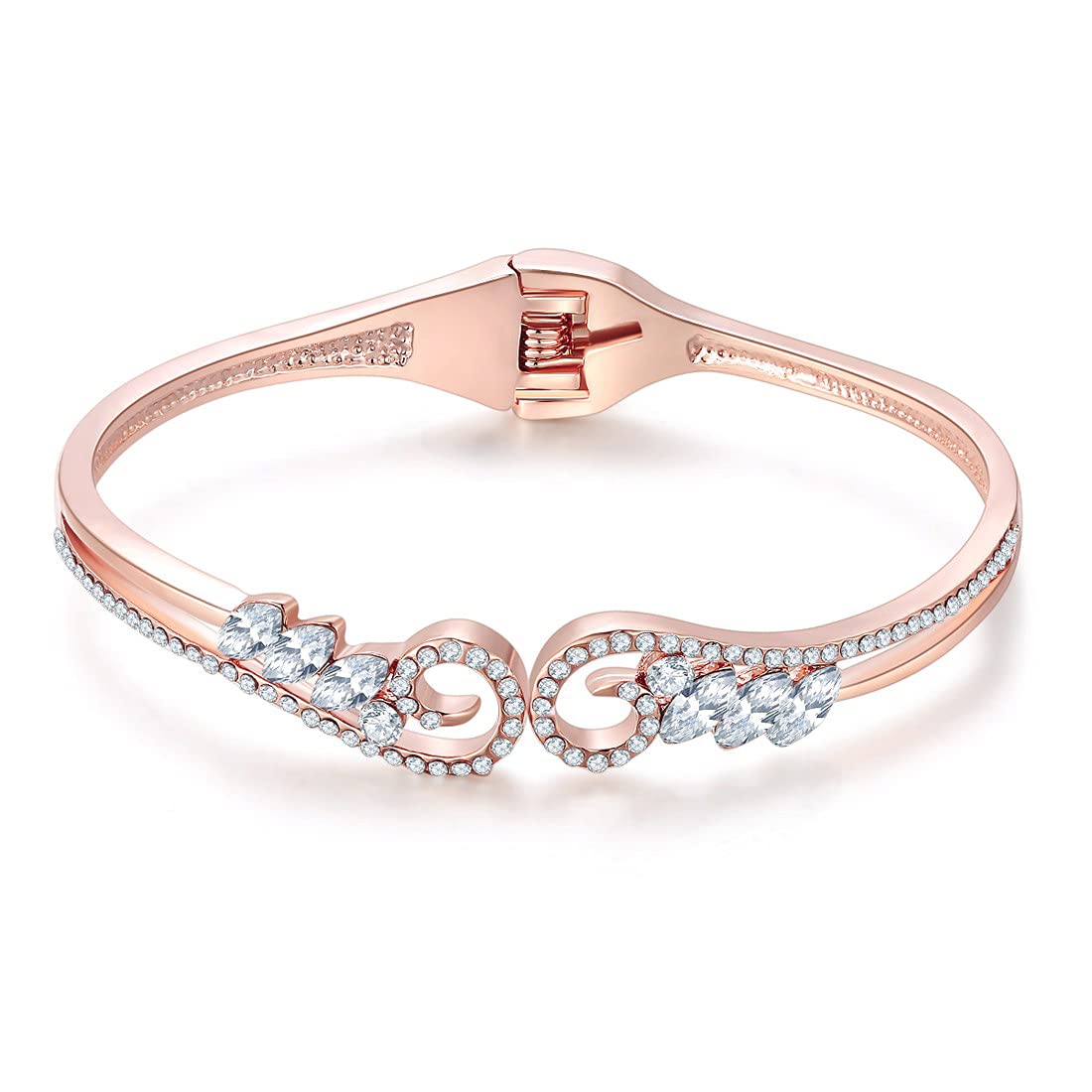 Jewels Galaxy Exclusive Luxuria AAA Swiss Cubic Zirconia Delicate Design 18K Rosegold Plated Adjustable Bracelet for Women/Girls (SMNJG-BNGG-3109)