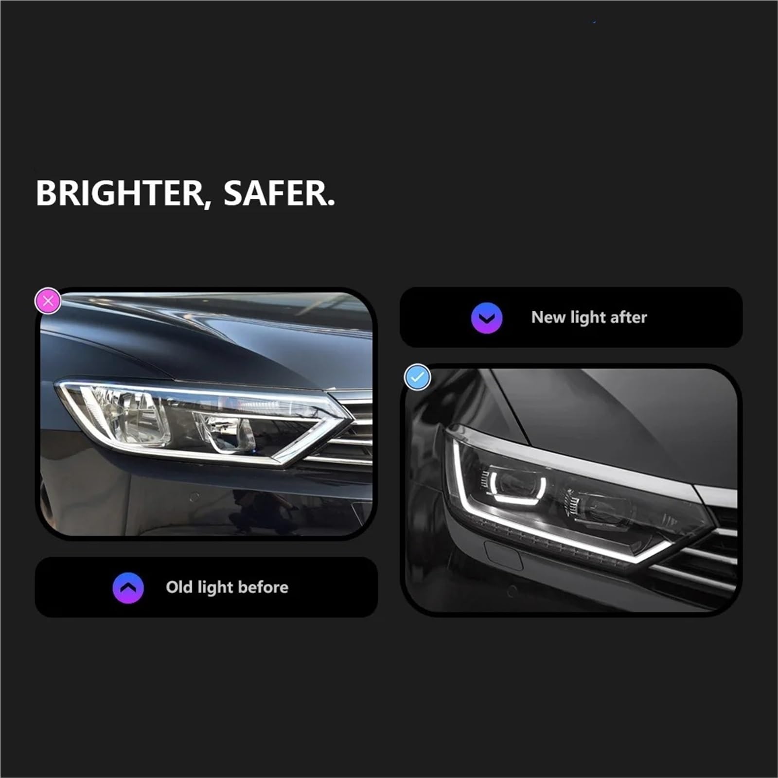 Faro Coche 2 Faros Delanteros LED Para Coche, Actualización De Alta Configuración, Accesorios Lentes Bifocales Para Passat B8 2016 2017 2018 2019 2020 Faros Delanteros