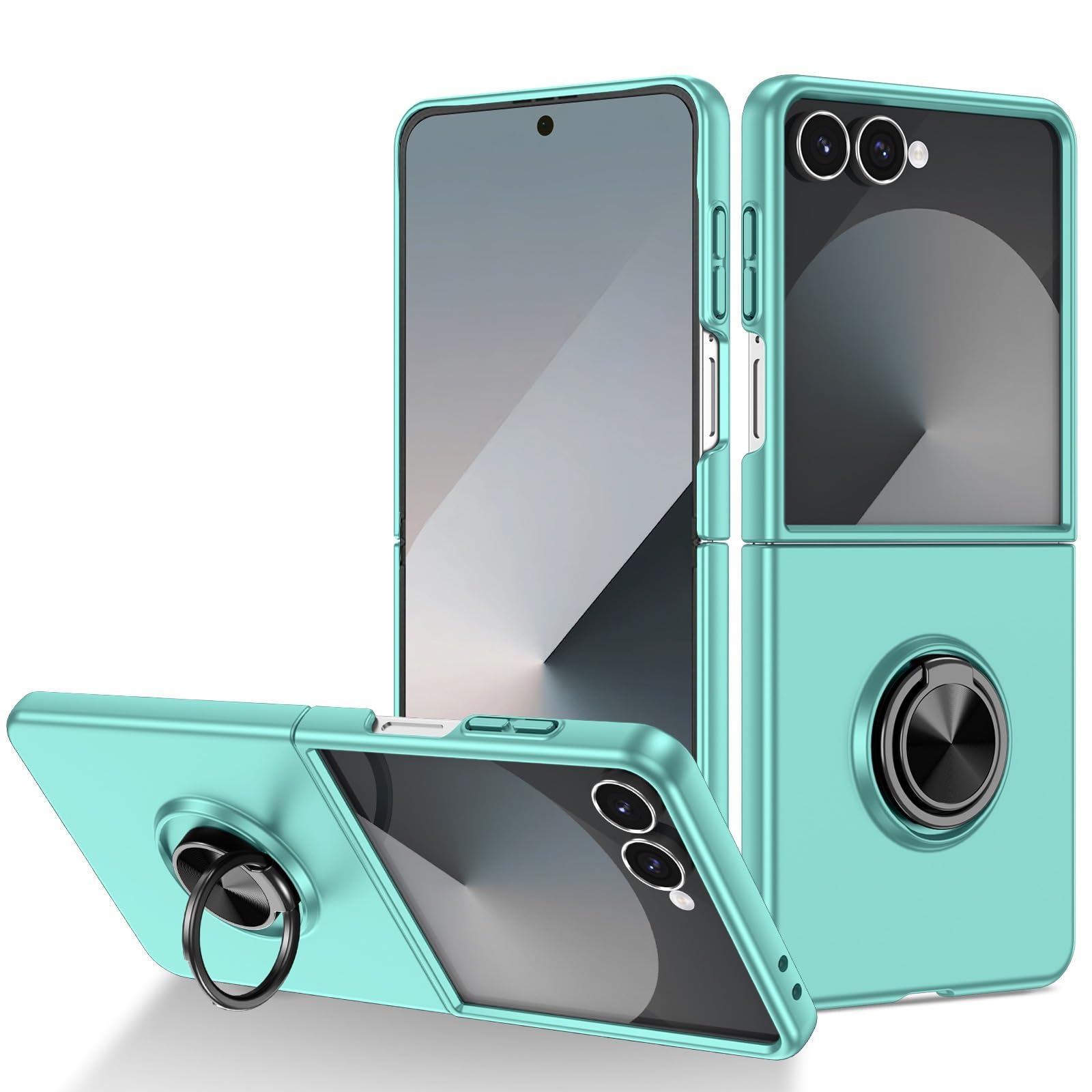 Coque Samsung Z Flip 8 avec anneau béquille militaire et protection magnétique verte