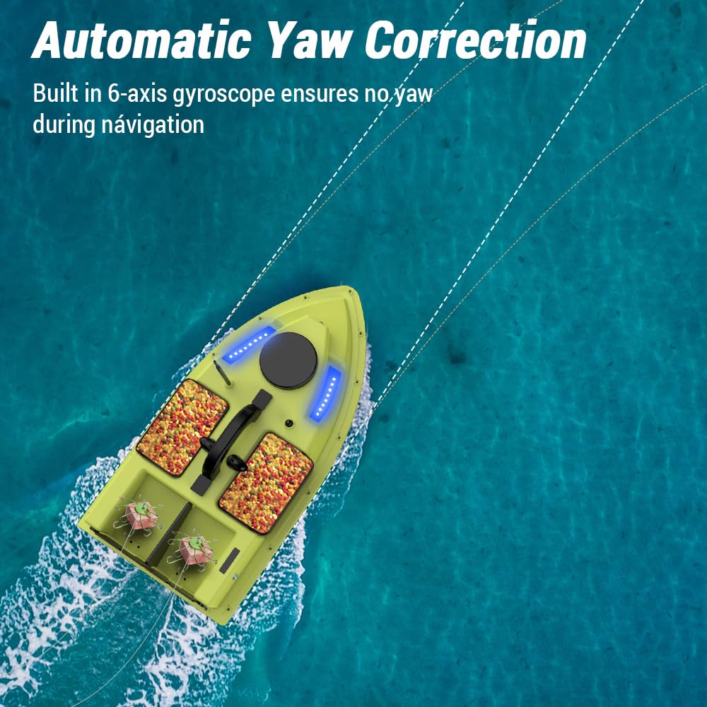 Matybobe RC, 500 m, telecomando senza fili, barca per esche da pesca, barca per feeder con 4 contenitori per esche, portata 2 kg