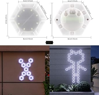 LED Hexagon Wall Light Panels Sensitive DIY Modular Lighting 6 Pack White Geometric Decor Bedroom Living Gaming Setup Home Office Ambient Lamp Creative Art Display(white Light)