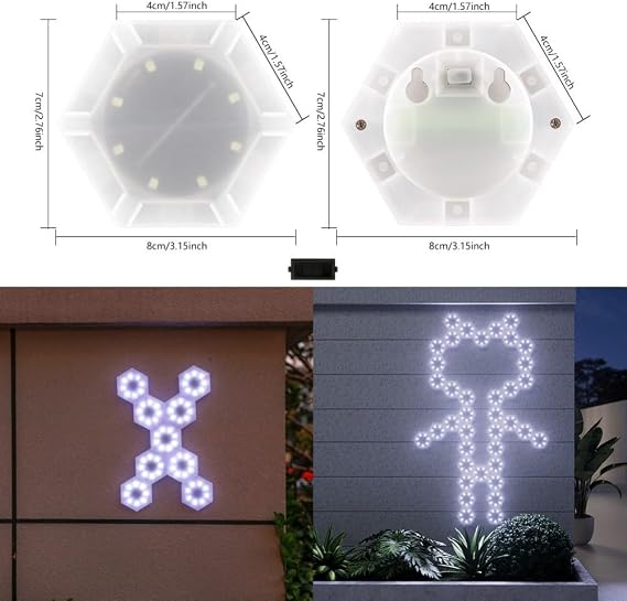 LED Hexagon Wall Light Panels Sensitive DIY Modular Lighting 6 Pack White Geometric Decor Bedroom Living Gaming Setup Home Office Ambient Lamp Creative Art Display(white Light)