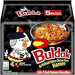 Bulldak Hot Chicken Ramen - 140g (Pack of 5) | Spicy Korean Noodles for Heat Lovers | Extreme Spiciness | Quick & Easy Meal | Authentic Korean Flavor | Bold & Addictive